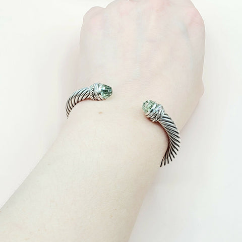  David Yurman-7mm Crossover-Prasiolite Diamond Bracelet