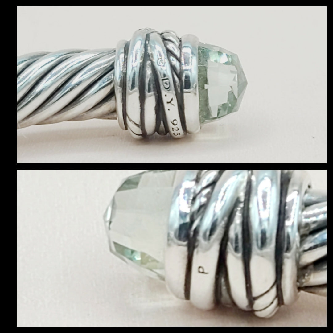  David Yurman-7mm Crossover-Prasiolite Diamond Bracelet