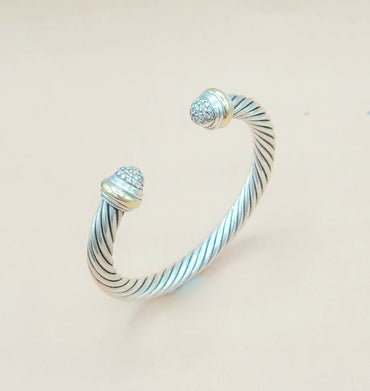 David Yurman 7mm Diamond Gold Bracelet
