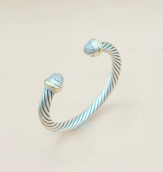 David Yurman Cable Classics Diamond Dome Gold Bracelet | Certified   AYW Luxury #