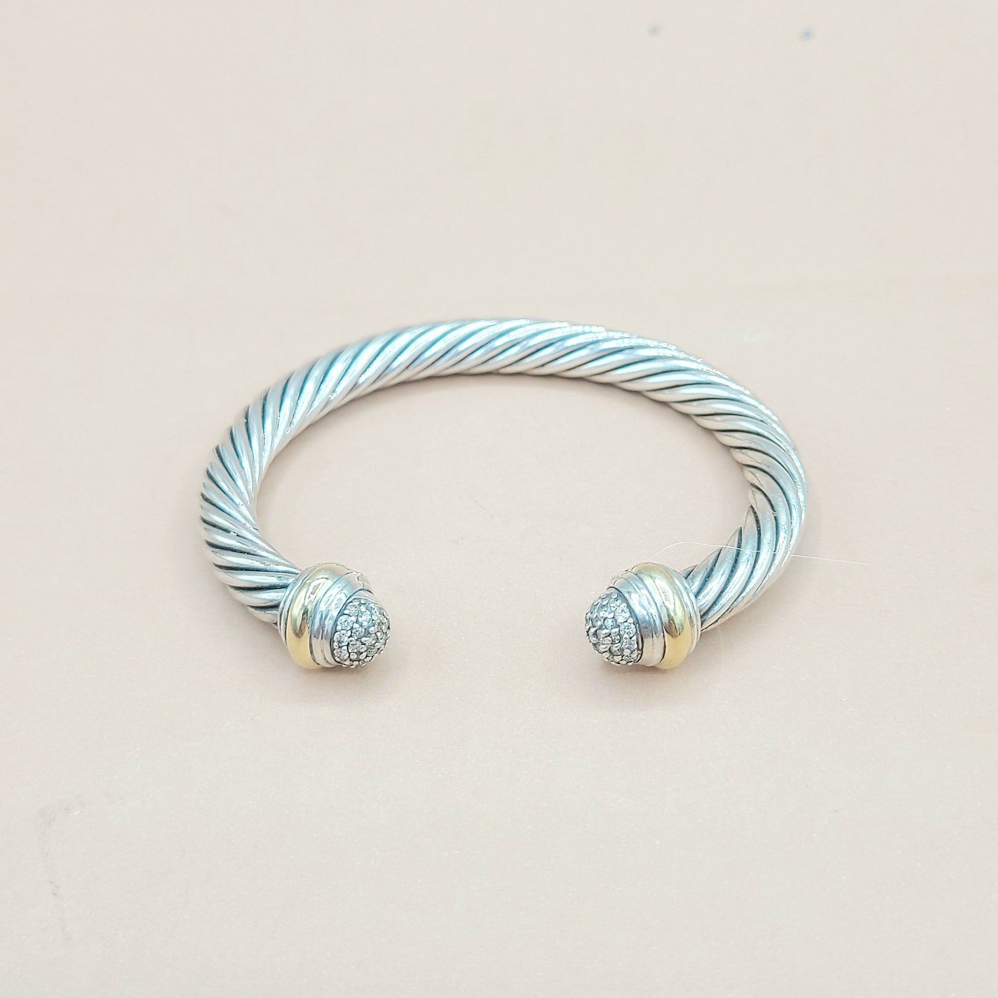    David Yurman 7mm Diamond Gold Bracelet