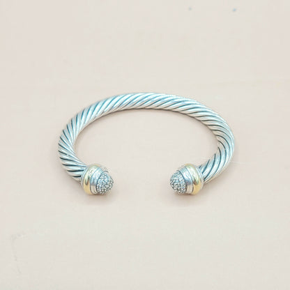    David Yurman 7mm Diamond Gold Bracelet