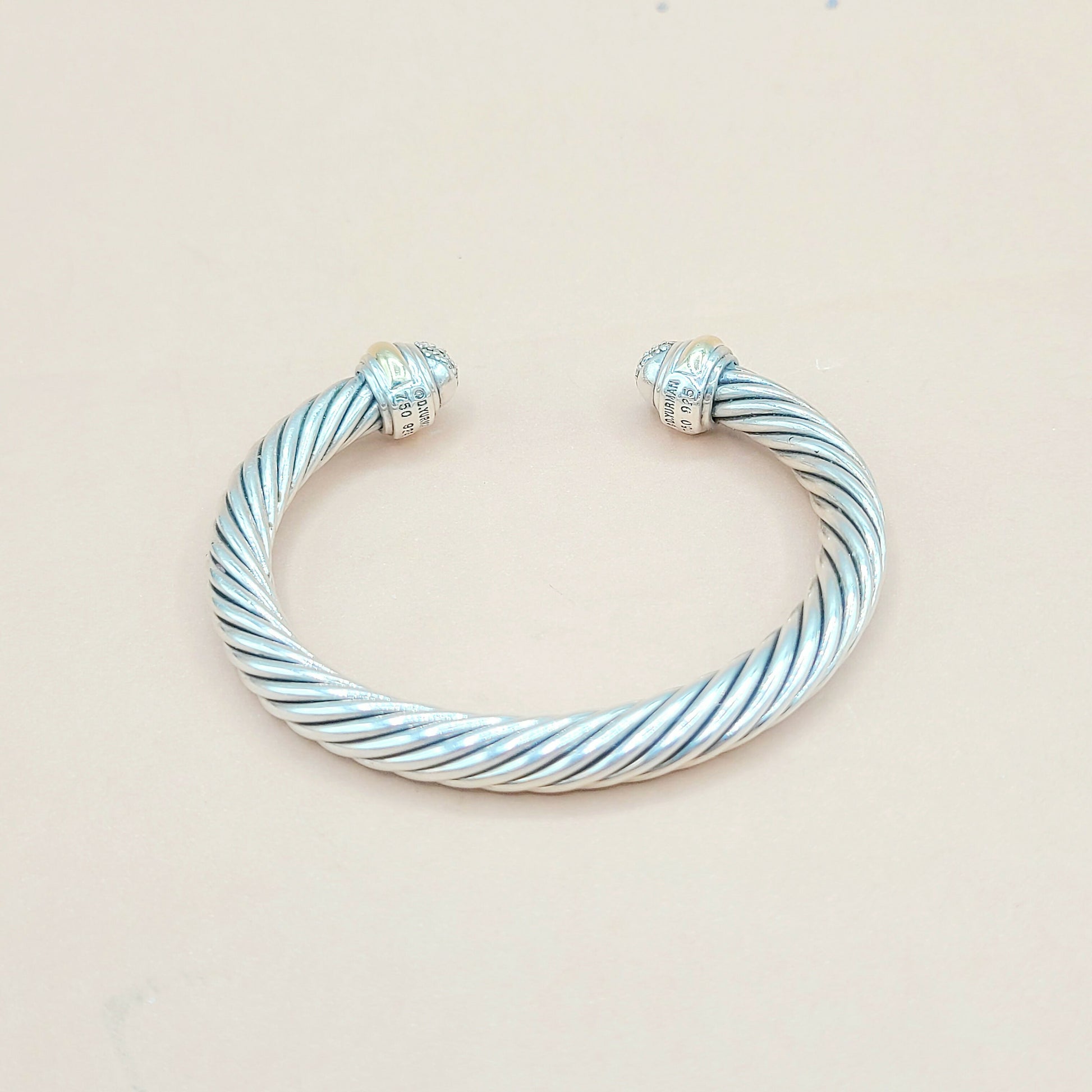    David Yurman 7mm Diamond Gold Bracelet