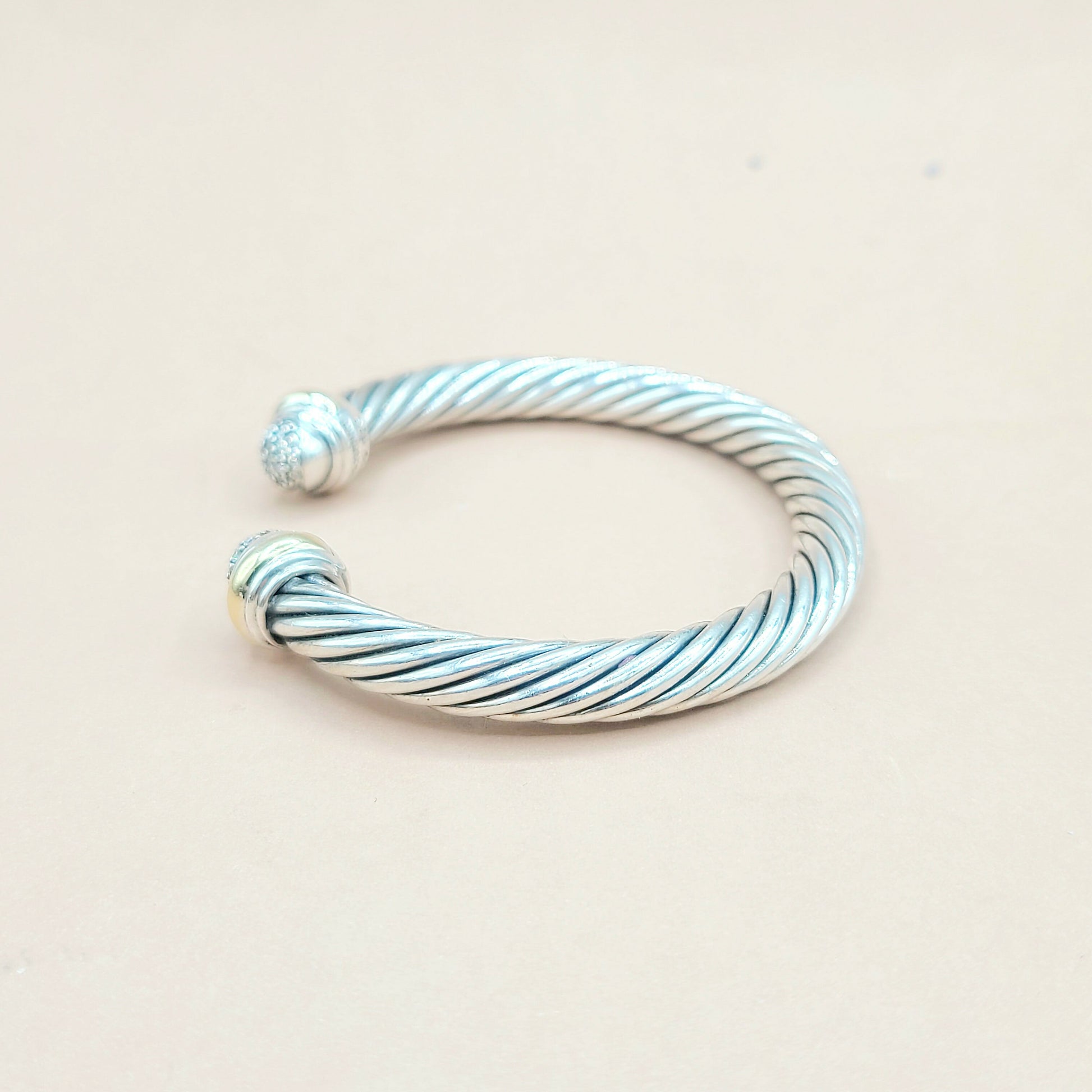    David Yurman 7mm Diamond Gold Bracelet