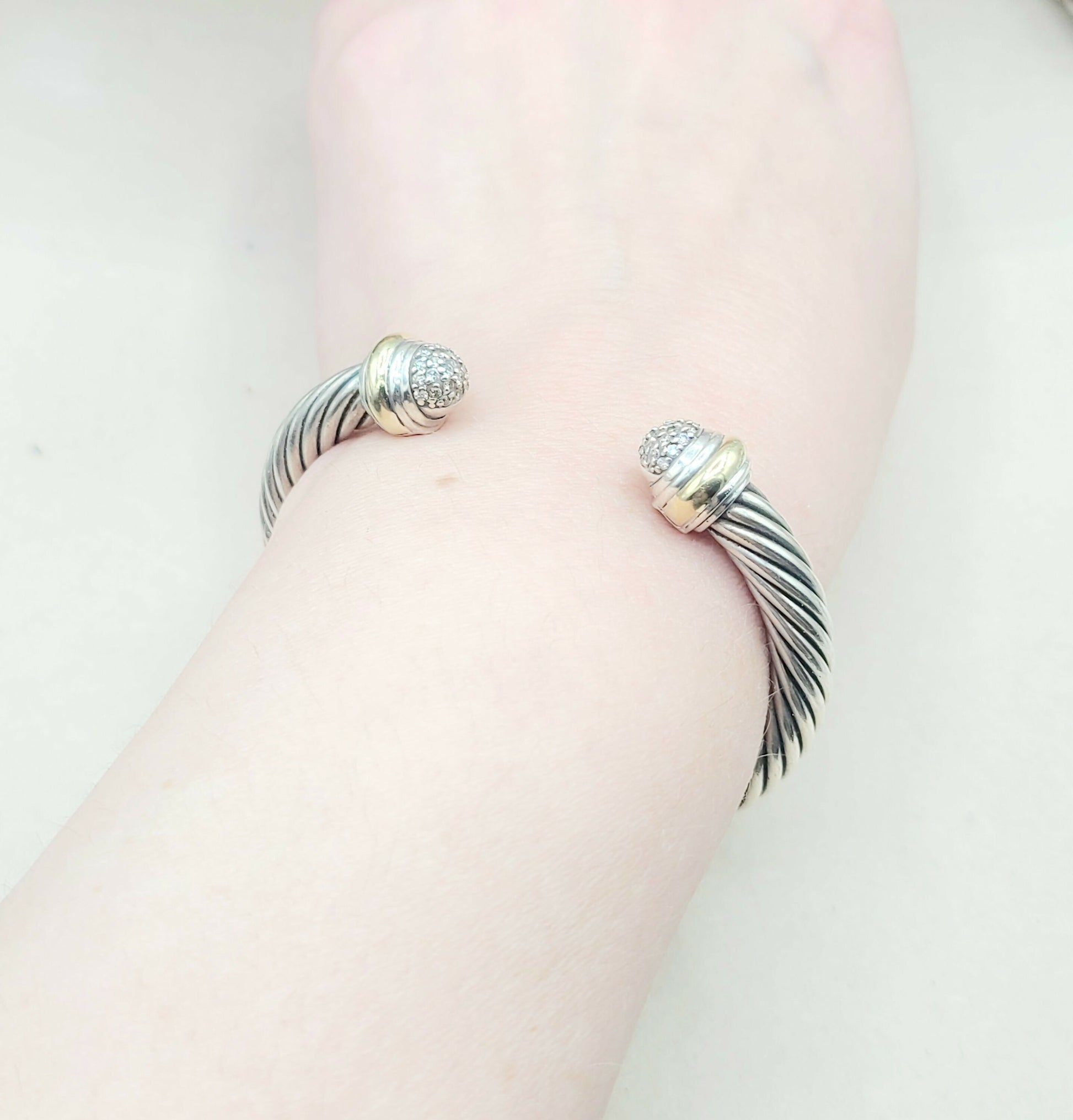    David Yurman 7mm Diamond Gold Bracelet