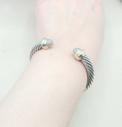    David Yurman 7mm Diamond Gold Bracelet