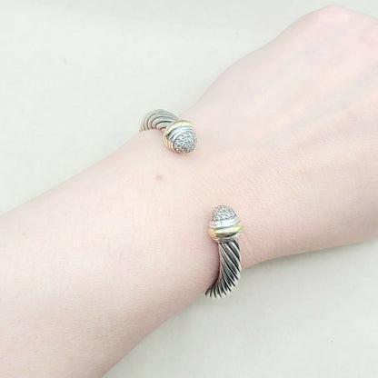    David Yurman 7mm Diamond Gold Bracelet