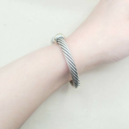    David Yurman 7mm Diamond Gold Bracelet
