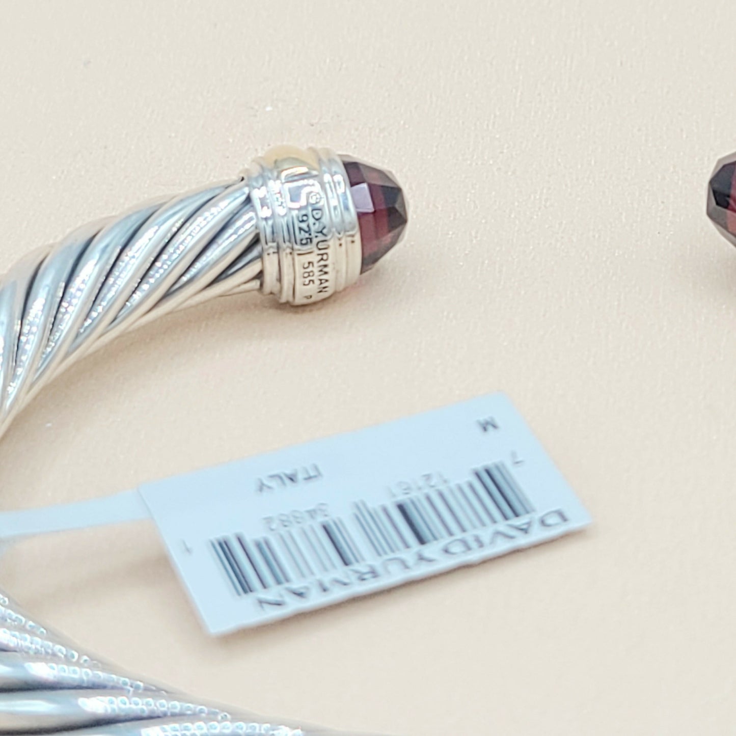 David Yurman 7mm Cable Garnet Bracelet Silver & Gold | New with Tags  AYW Luxury #