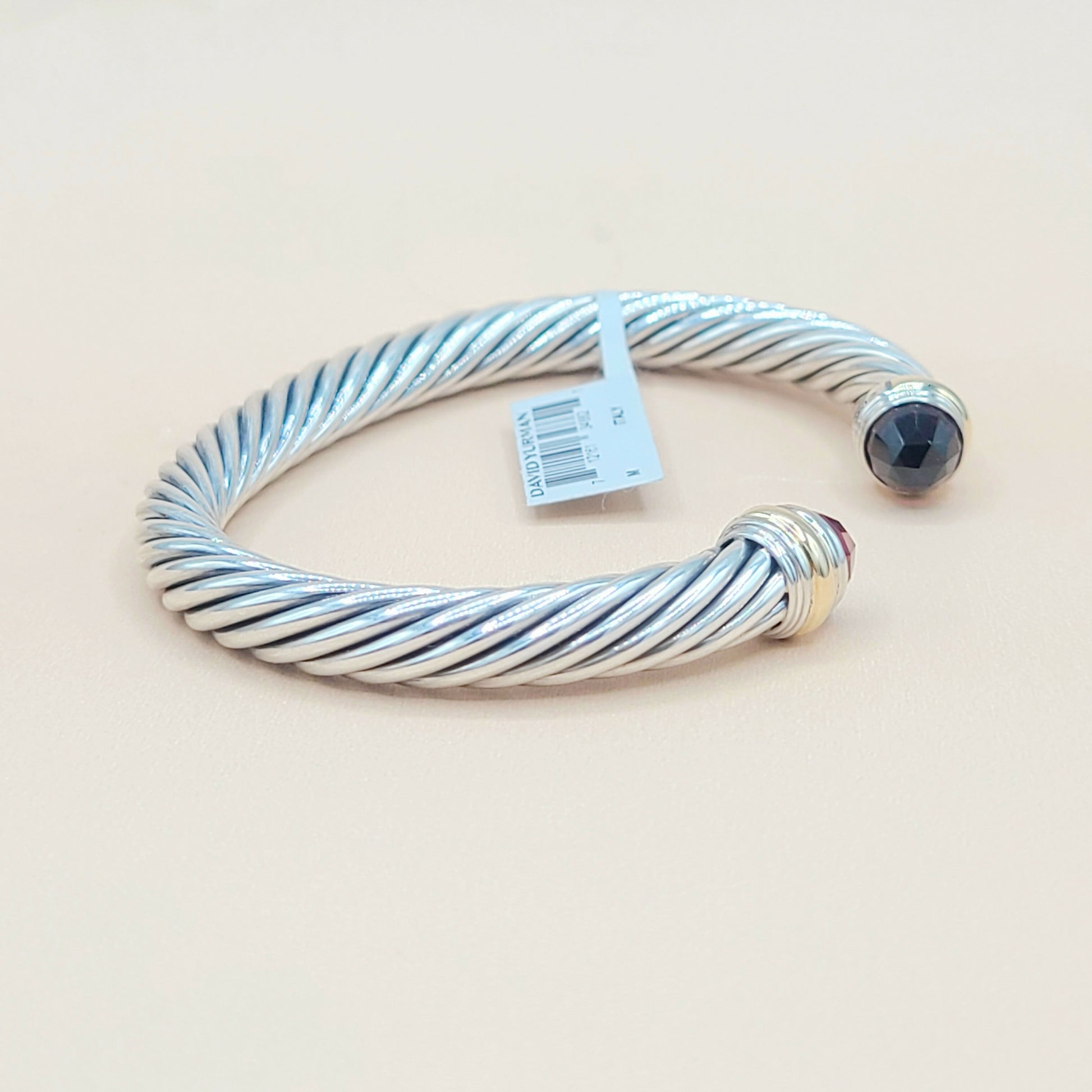 David Yurman 7mm Cable Garnet Bracelet Silver & Gold | New with Tags  AYW Luxury #