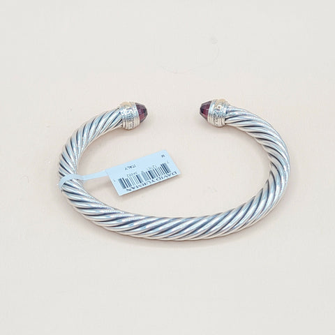  David Yurman 7mm Garnet Gold Silver Bracelet