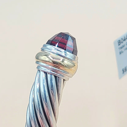 David Yurman 7mm Cable Garnet Bracelet Silver & Gold | New with Tags  AYW Luxury #