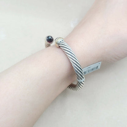 David Yurman 7mm Cable Garnet Bracelet Silver & Gold | New with Tags  AYW Luxury #