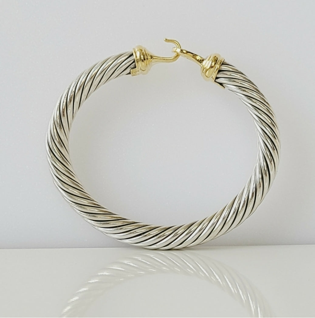 David Yurman 7mm Gold Diamond Buckle Bracelet 