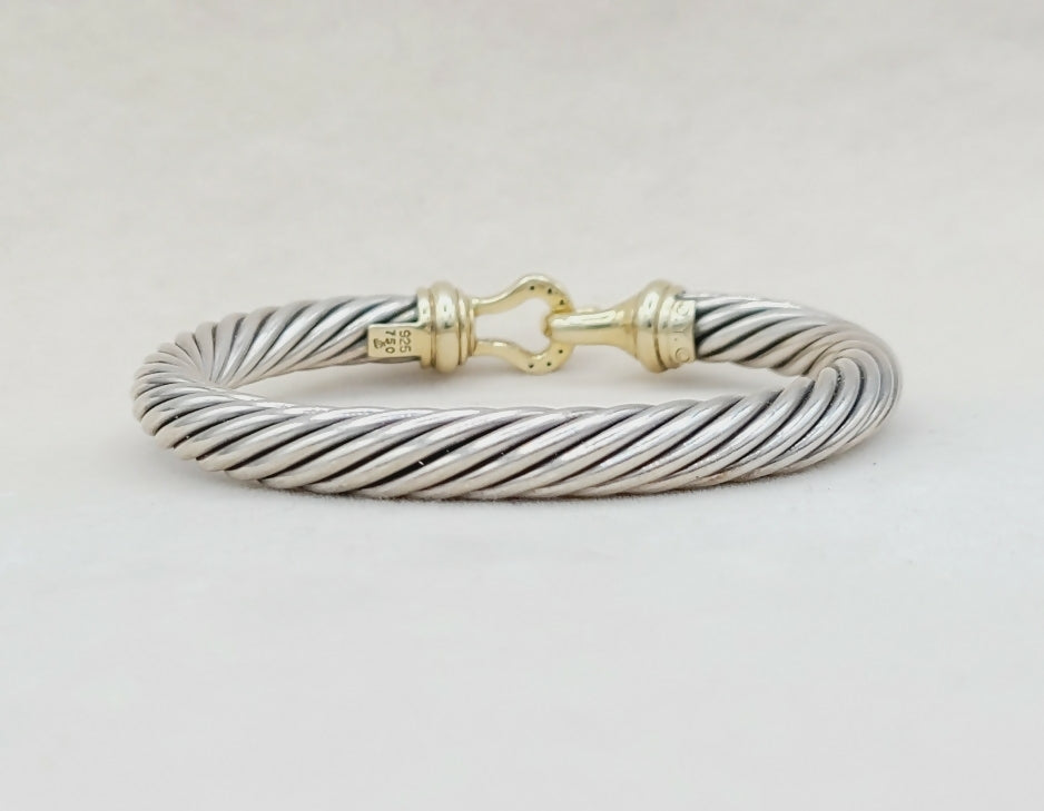 David Yurman 7mm Gold Diamond Buckle Bracelet 
