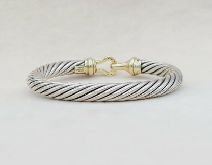 David Yurman 7mm Gold Diamond Buckle Bracelet 