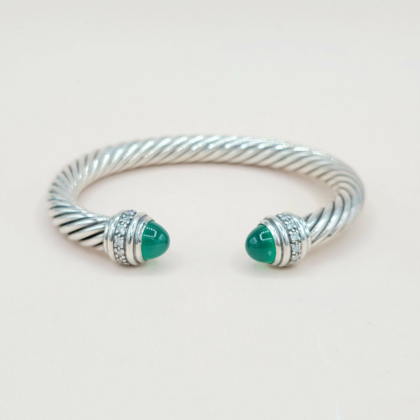 David Yurman 7mm Green Onyx Diamond Bracelet | AYW
