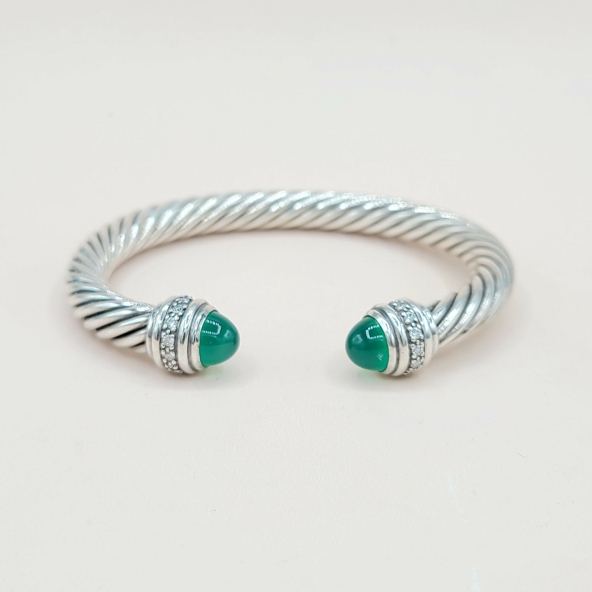 David Yurman 7mm Green Onyx Diamond Bracelet | AYW