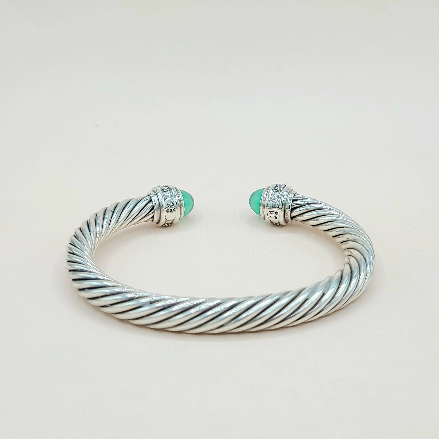 David Yurman 7mm Green Onyx Diamond Bracelet | AYW