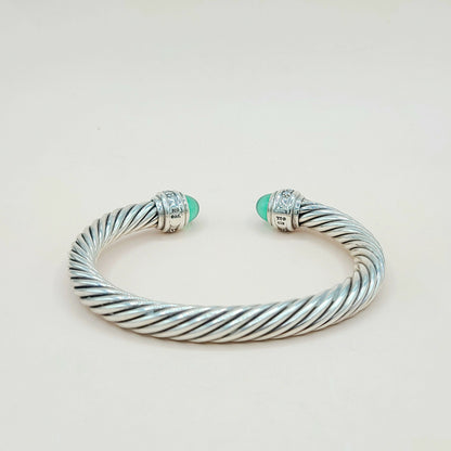David Yurman 7mm Green Onyx Diamond Bracelet | AYW