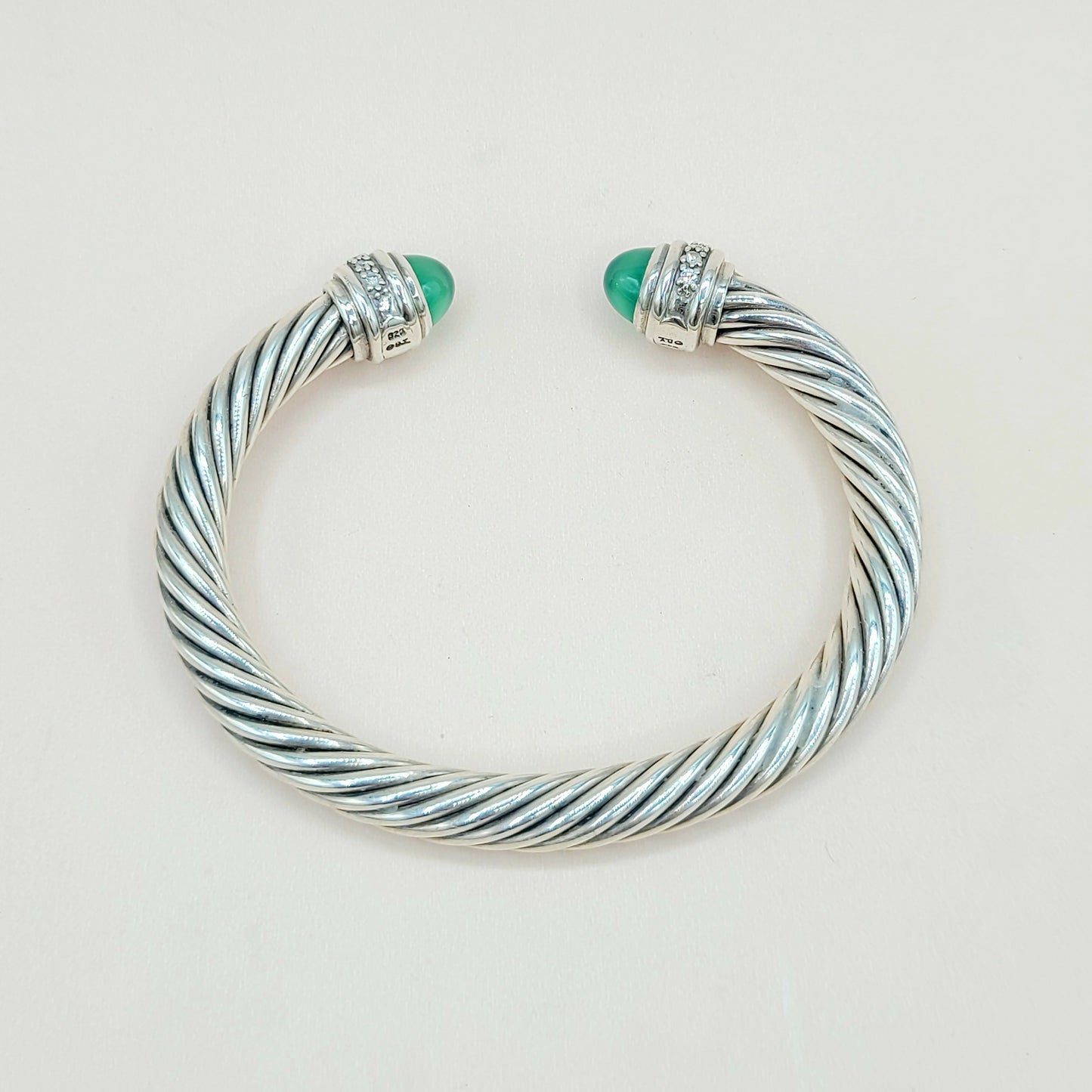 David Yurman 7mm Green Onyx Diamond Bracelet | AYW