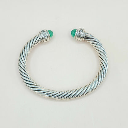 David Yurman 7mm Green Onyx Diamond Bracelet | AYW