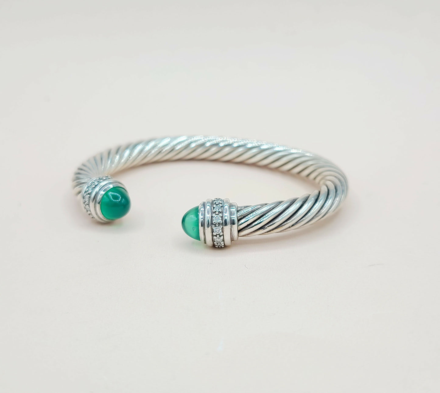 David Yurman 7mm Green Onyx Diamond Bracelet | AYW