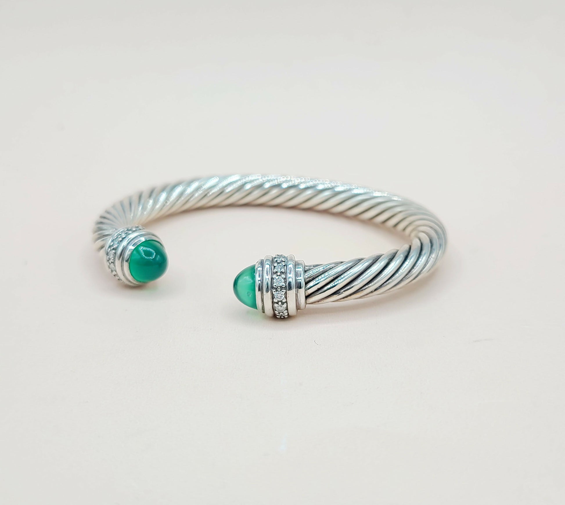David Yurman 7mm Green Onyx Diamond Bracelet | AYW
