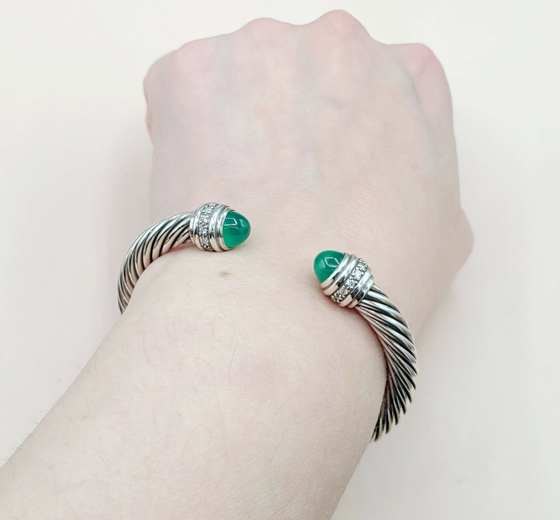 David Yurman 7mm Green Onyx Diamond Bracelet | AYW