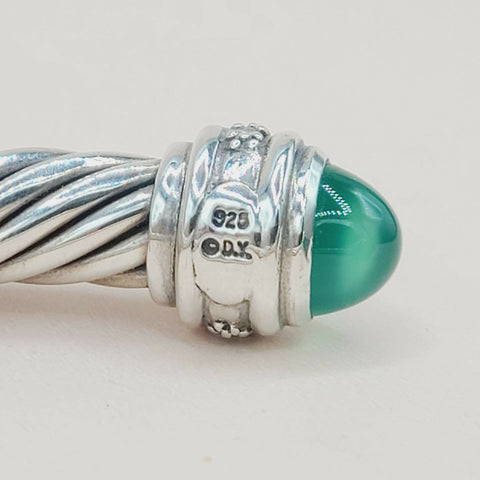  David Yurman 7mm Green Onyx Diamond  Cable Bracelet