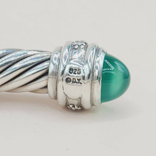  David Yurman 7mm Green Onyx Diamond  Cable Bracelet