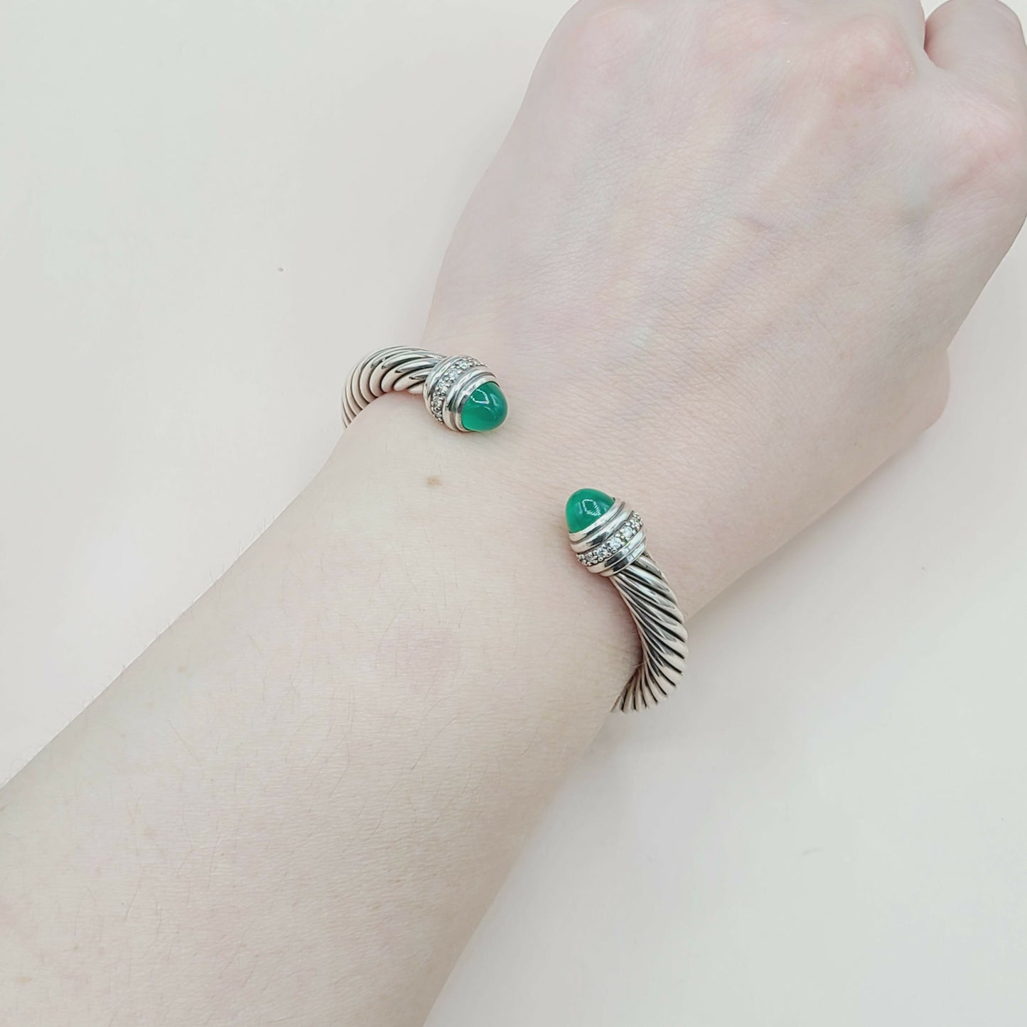David Yurman 7mm Green Onyx Diamond Bracelet | AYW
