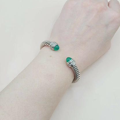 David Yurman 7mm Green Onyx Diamond Bracelet | AYW