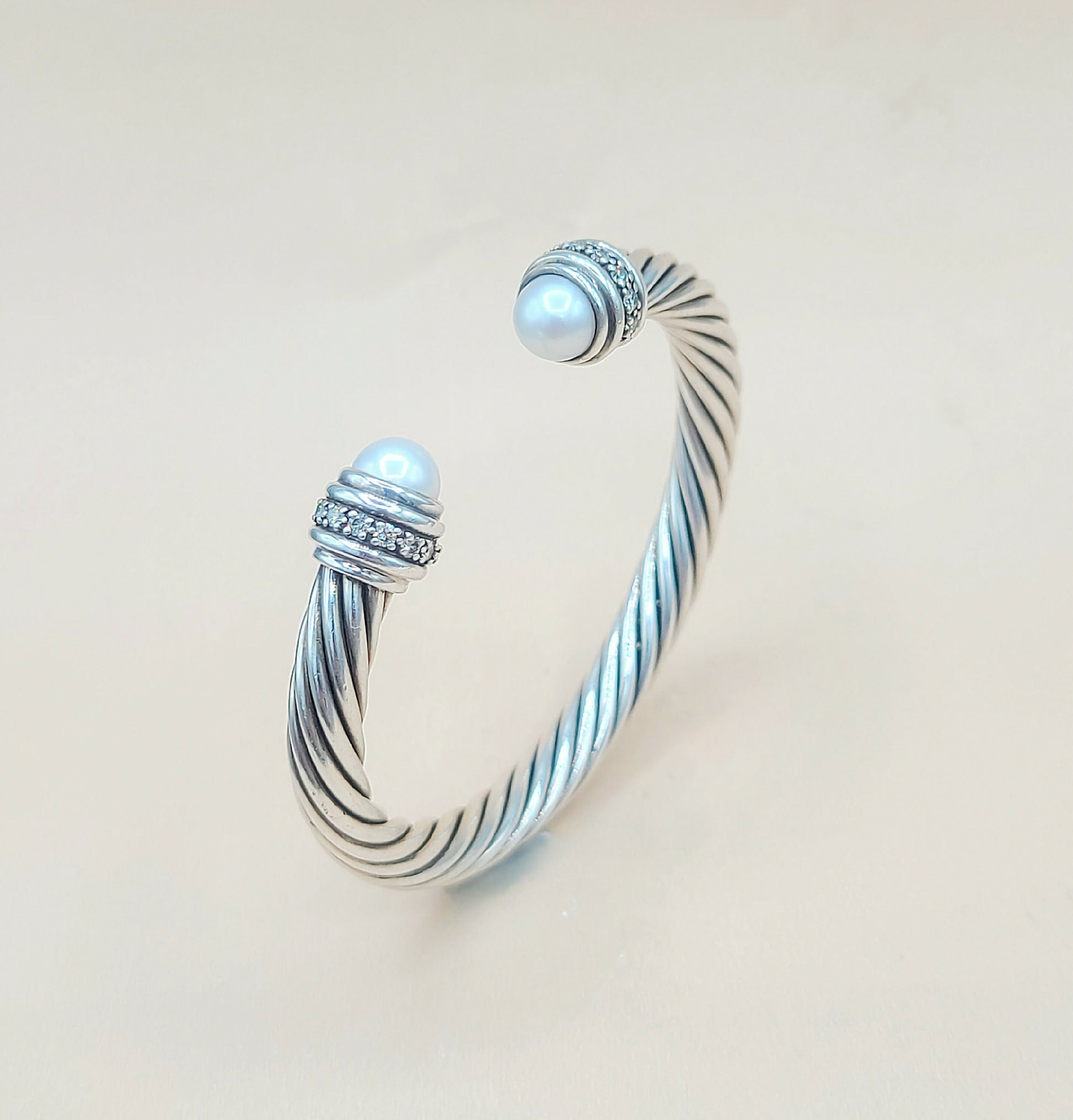    David Yurman 7mm Pearl Diamond Bracelet