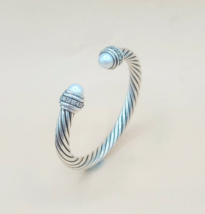    David Yurman 7mm Pearl Diamond Bracelet