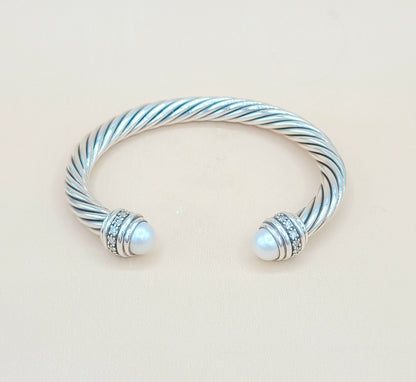    David Yurman 7mm Pearl Diamond Bracelet