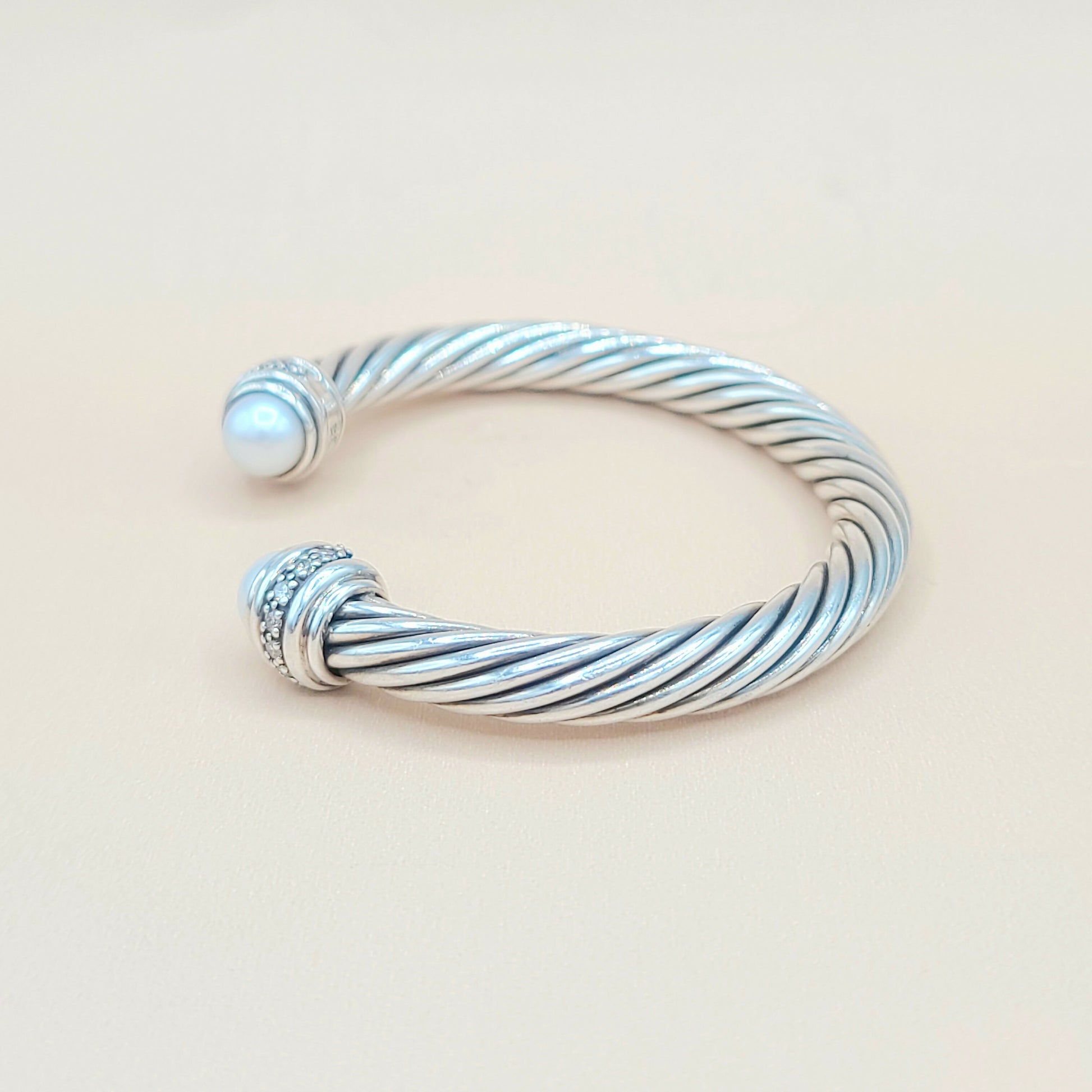    David Yurman 7mm Pearl Diamond Bracelet