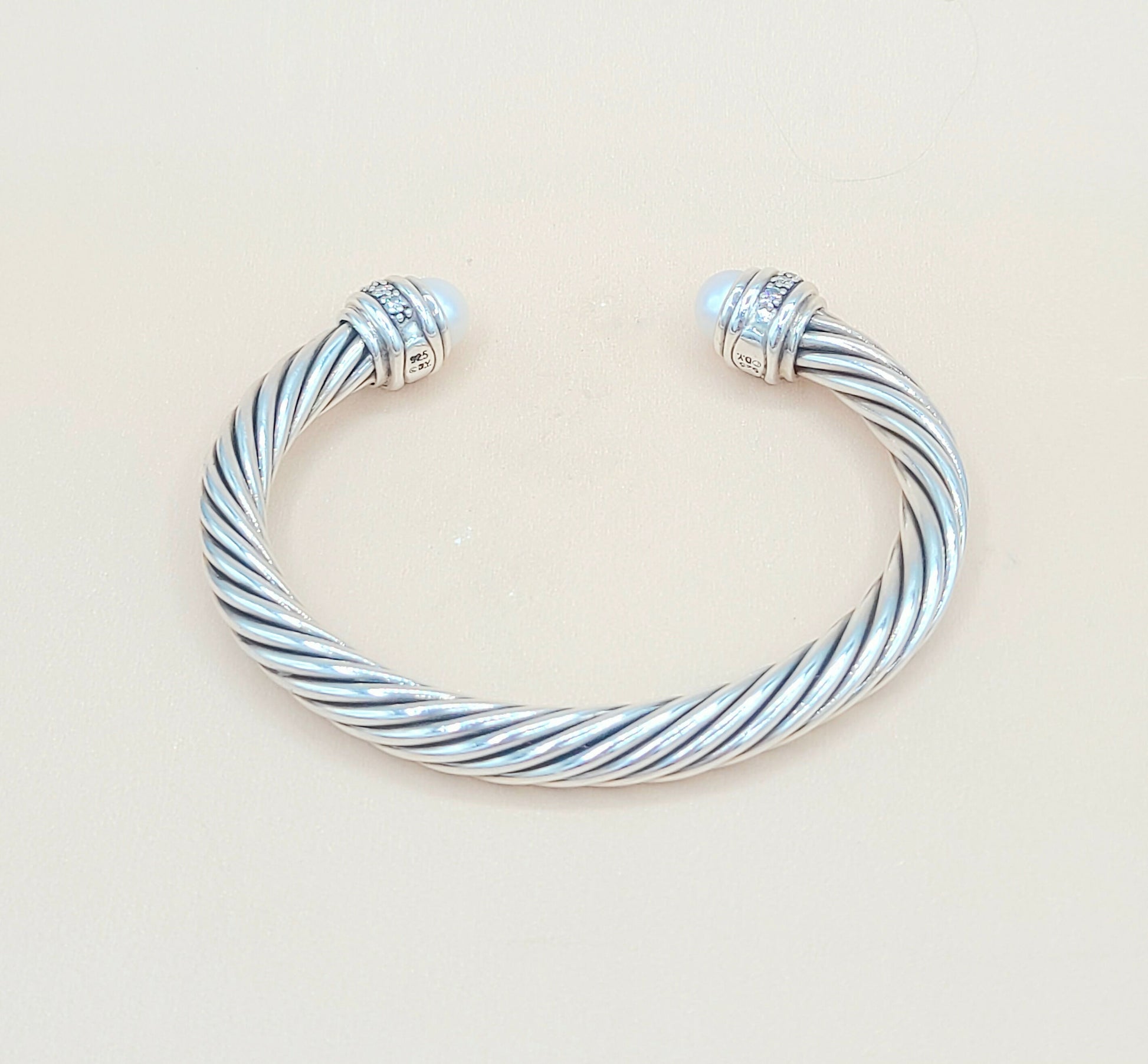    David Yurman 7mm Pearl Diamond Bracelet