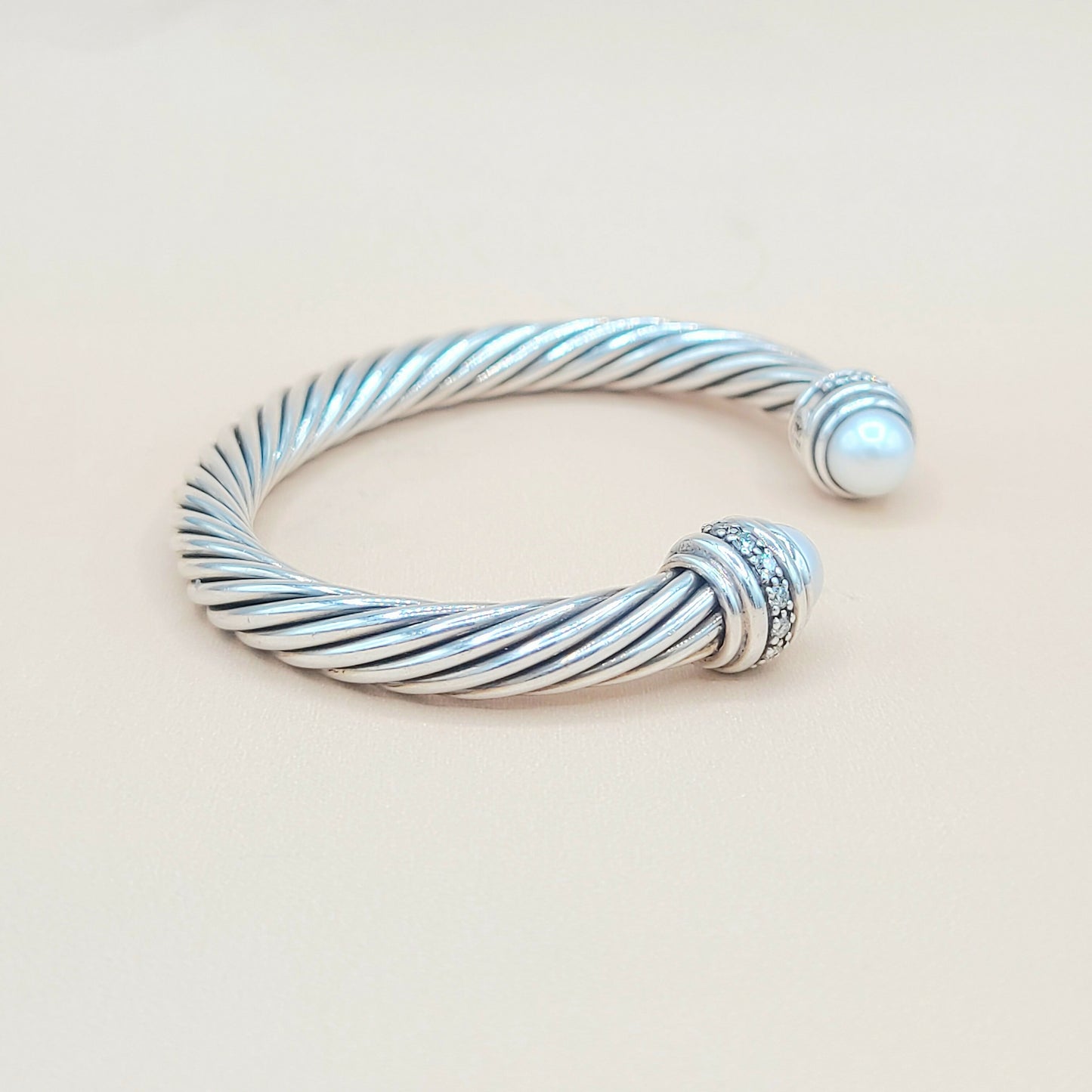    David Yurman 7mm Pearl Diamond Bracelet