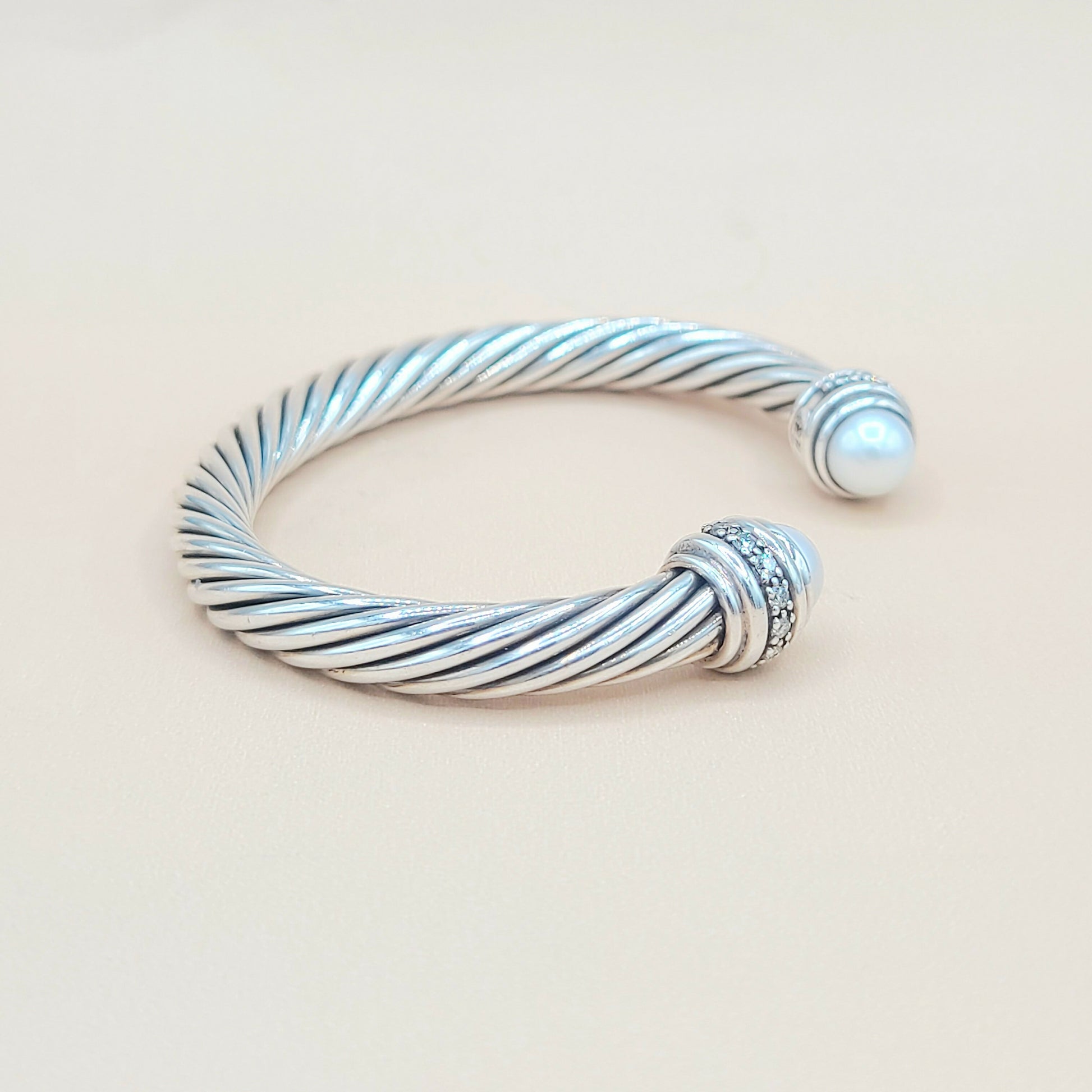    David Yurman 7mm Pearl Diamond Bracelet