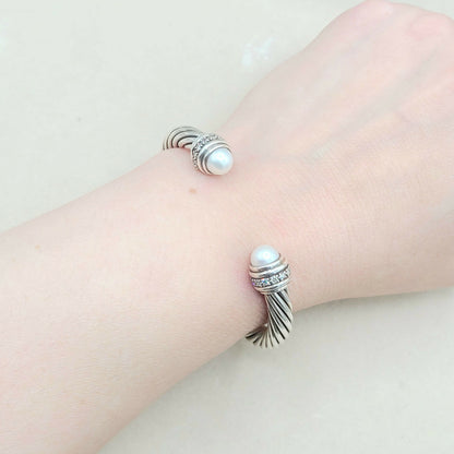    David Yurman 7mm Pearl Diamond Bracelet