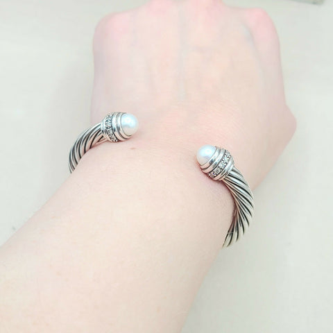  David Yurman 7mm Pearl Diamond Bracelet