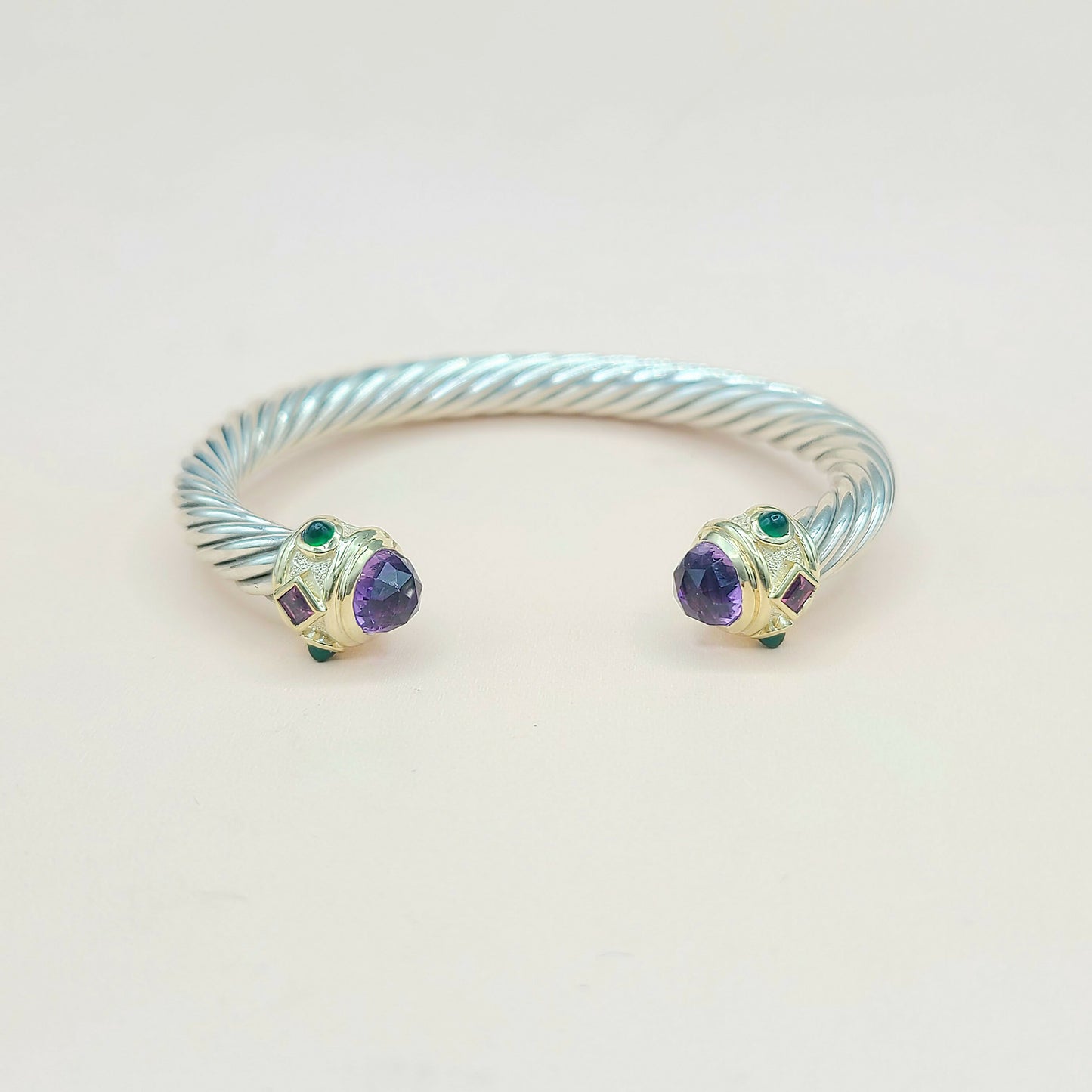 David Yurman 7mm Renaissance Bracelet With Amethyst Rhodolite Garnet  Green Onyx and Gold