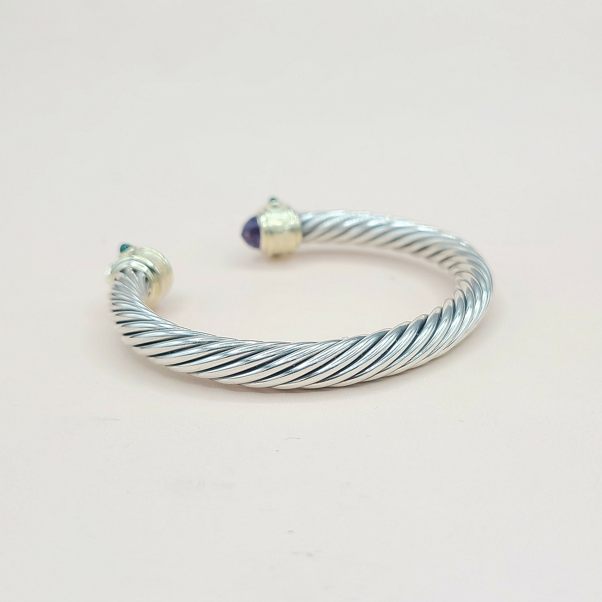 David Yurman 7mm Renaissance Bracelet With Amethyst Rhodolite Garnet  Green Onyx and Gold