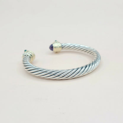 David Yurman 7mm Renaissance Bracelet With Amethyst Rhodolite Garnet  Green Onyx and Gold