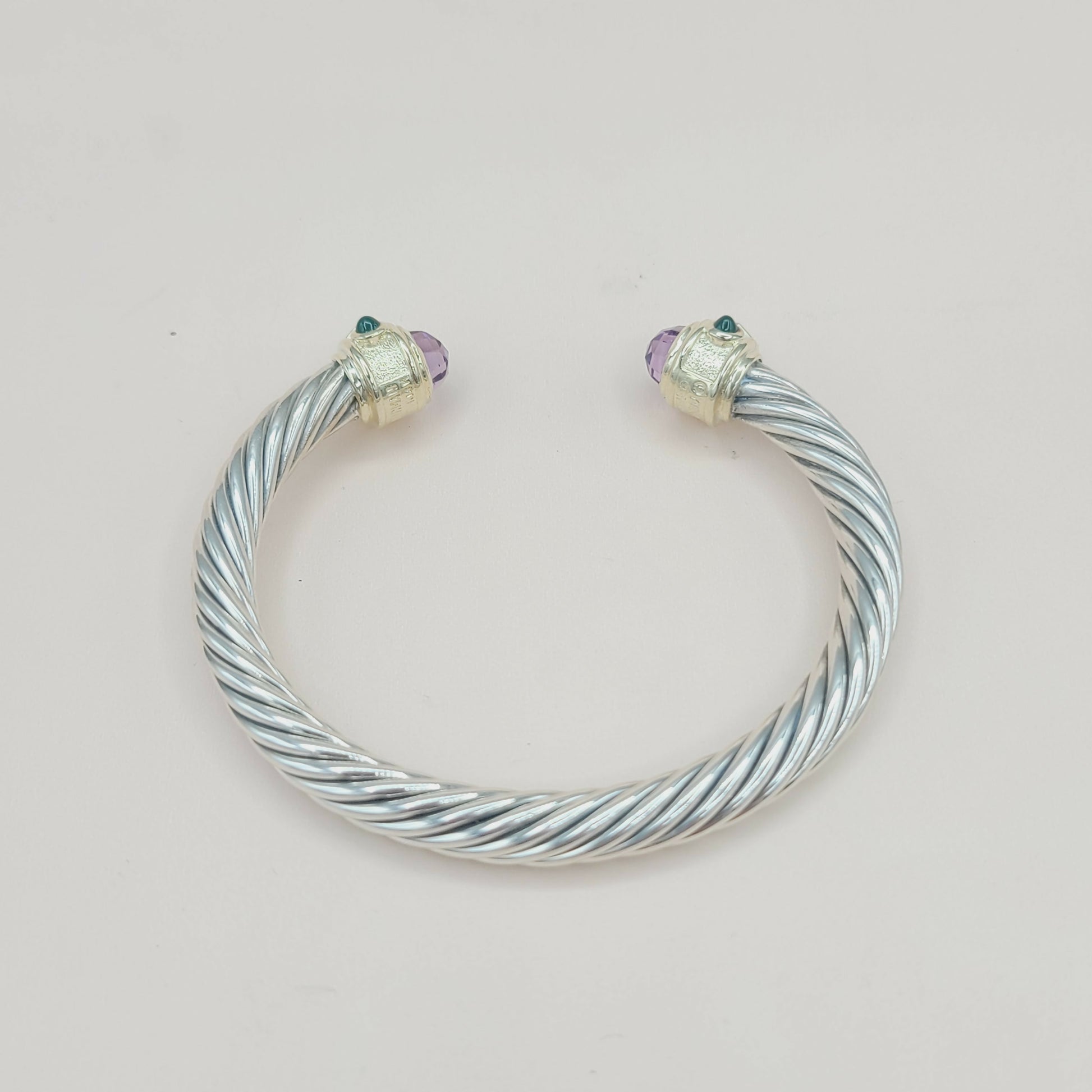 David Yurman 7mm Renaissance Bracelet With Amethyst Rhodolite Garnet  Green Onyx and Gold