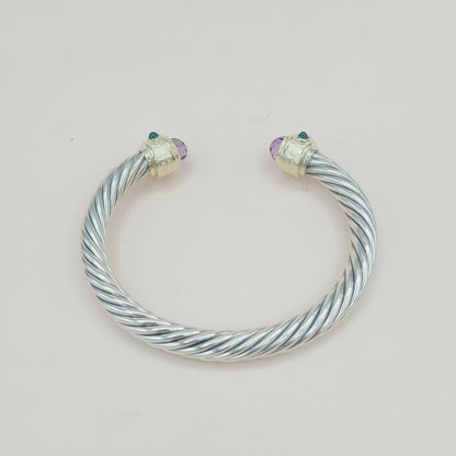 David Yurman 7mm Renaissance Bracelet With Amethyst Rhodolite Garnet  Green Onyx and Gold