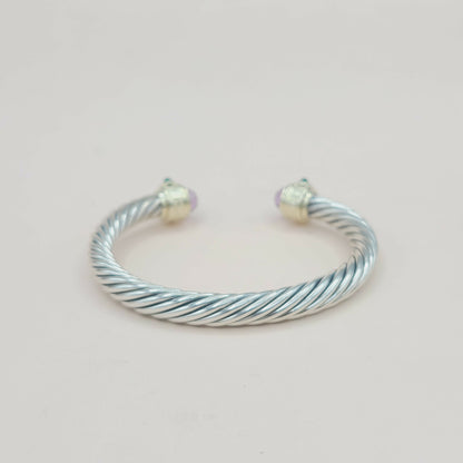 David Yurman 7mm Renaissance Bracelet With Amethyst Rhodolite Garnet  Green Onyx and Gold