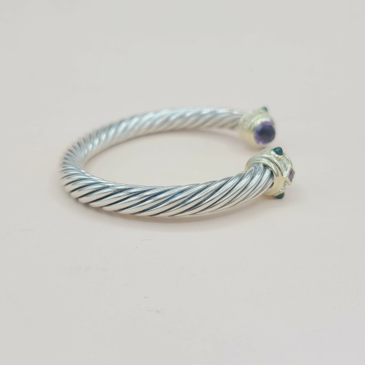 David Yurman 7mm Renaissance Bracelet With Amethyst Rhodolite Garnet  Green Onyx and Gold