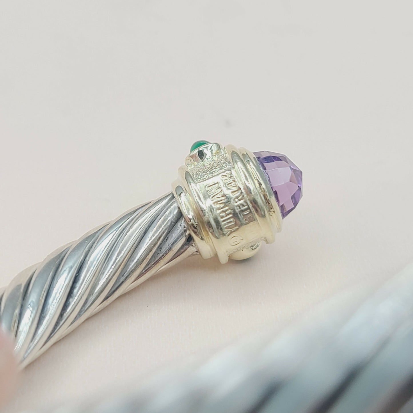 David Yurman 7mm Renaissance Bracelet With Amethyst Rhodolite Garnet  Green Onyx and Gold